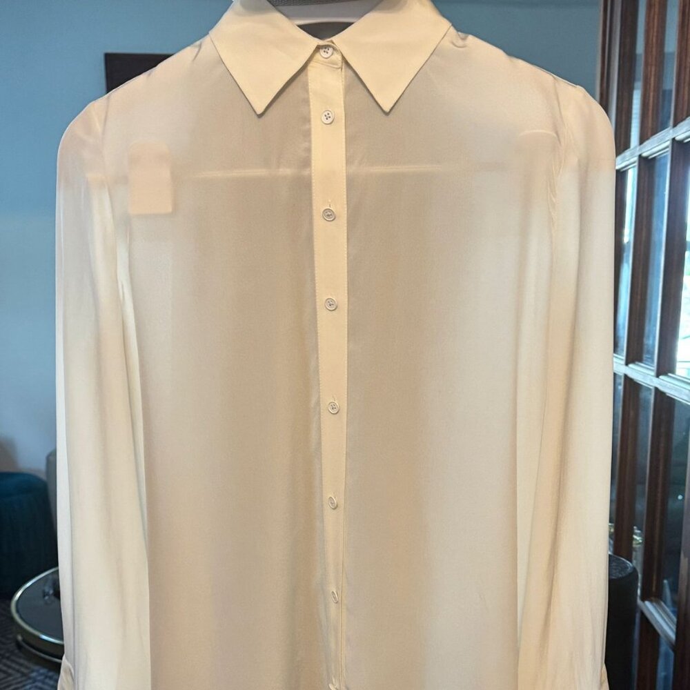 NWT Club Monaco Sheer Blouse Button Down Shirt M